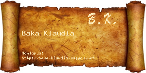 Baka Klaudia névjegykártya
